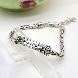 Brighton 2016 "BREATHE" Scripted Silver Plated I.D Bracelet! Retired & Rare!